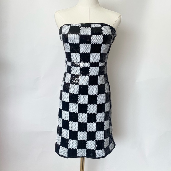 En Saison Women’s Strapless Checked Harper Mini Dress - Picture 4 of 5